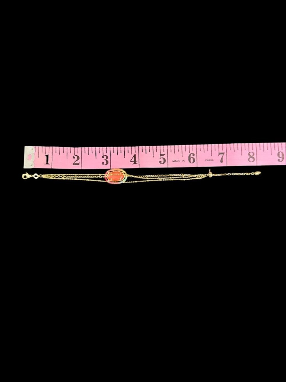 Kendra Scott Threaded Elaina Gold Multi-Strand Bracelet In Coral Illusion - Picture 6 of 6